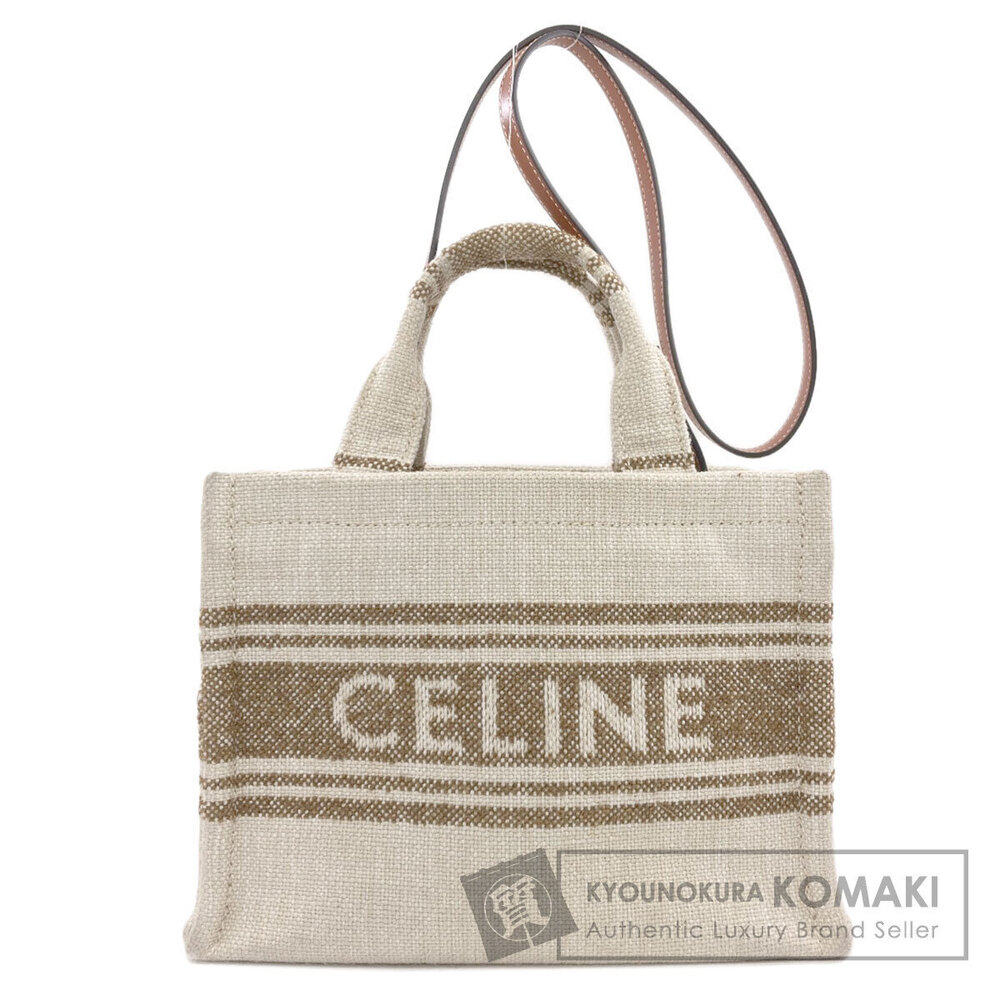 Celine Cabas Thais striped textile calfskin leather